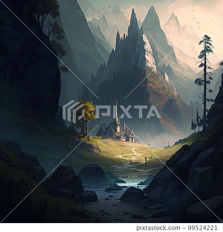 壯麗景色中的小屋 99524221