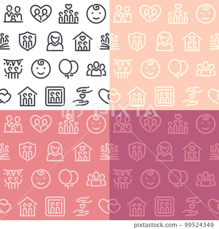 Family Seamless Pattern with Icons 99524349