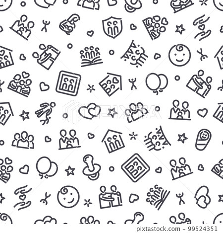 Family Seamless Pattern with Icons Family Seamless Pattern with Icons 99524351