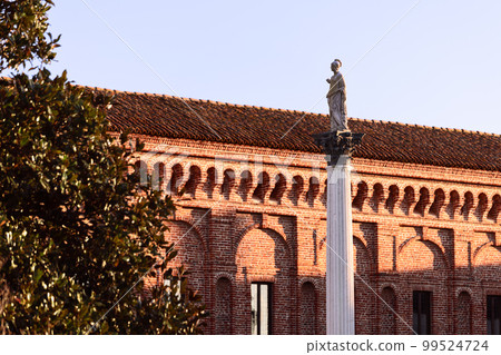 Statue of Minerva stands on the square in front of the Galleria degli Antichi in Sabbioneta 99524724