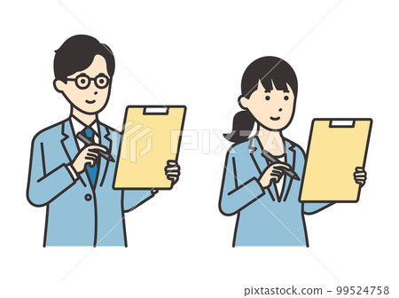 Illustration material set of women and men in suits filling out documents Illustration material set of women and men in suits filling out documents 99524758
