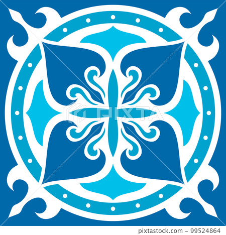 Majolica ornament, Lisbon geometric tile vector pattern, Moroccan or Spanish retro old mosaic texture, seamless navy blue floral design Majolica ornament, Lisbon geometric tile vector pattern, Moroccan or Spanish retro old mosaic texture, seamless navy blue floral design 99524864