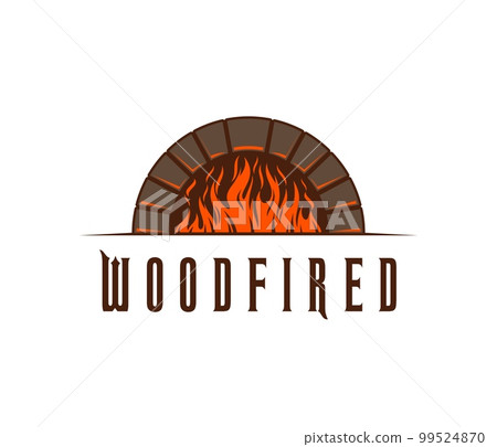 Fireplace, restaurant stove icon. Bakery shop hearth, Italian cuisine restaurant cooking stove or pizzeria fireplace with burning wood vector icon. Barbeque bar firewood chimney sign or symbol Fireplace, restaurant stove icon. Bakery shop hearth, Italian cuisine restaurant cooking stove or pizzeria fireplace with burning wood vector icon. Barbeque bar firewood chimney sign or symbol 99524870