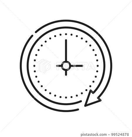Clock timer outline icon, speed delivery sign. Vector round antique wall watch, time sign. Alarm stopwatch, watch face with dial. Black and white timepiece Clock timer outline icon, speed delivery sign. Vector round antique wall watch, time sign. Alarm stopwatch, watch face with dial. Black and white timepiece 99524878