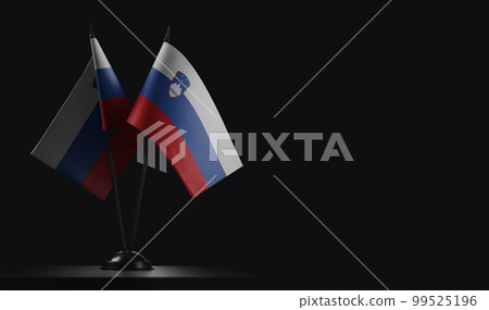 Small national flags of the Slovenia on a black background Small national flags of the Slovenia on a black background 99525196