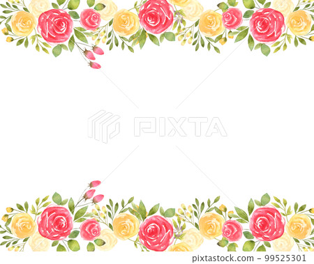 Red and yellow spring rose frame background material Red and yellow spring rose frame background material 99525301