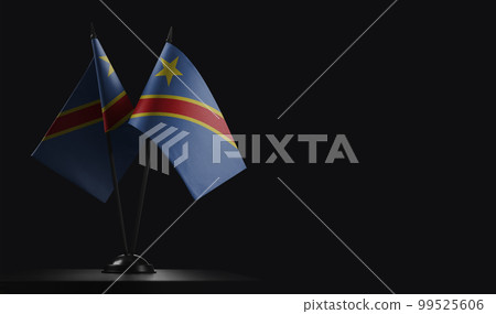 Small national flags of the Democratic Republic of the Congo on a black background Small national flags of the Democratic Republic of the Congo on a black background 99525606
