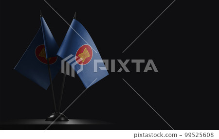 Small national flags of the ASEAN on a black background 99525608