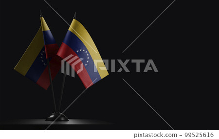 Small national flags of the Venezuela on a black background Small national flags of the Venezuela on a black background 99525616