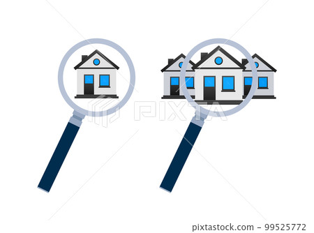 Real estate search. Search house icon. Magnifying glass 99525772