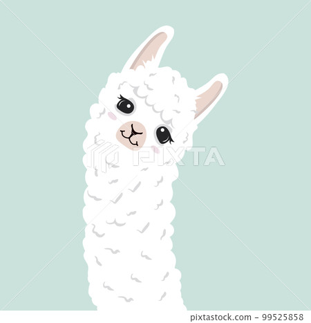 Sweet lama alpaca head with face 99525858