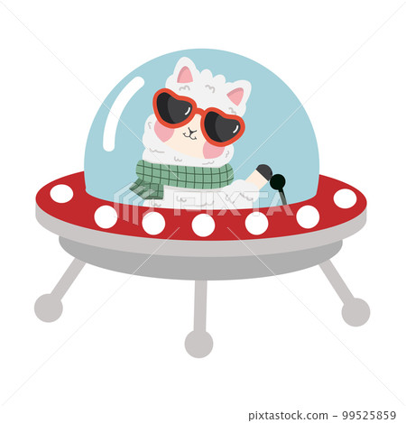 Cute alpaca in spaceship cartoon Cute alpaca in spaceship cartoon 99525859