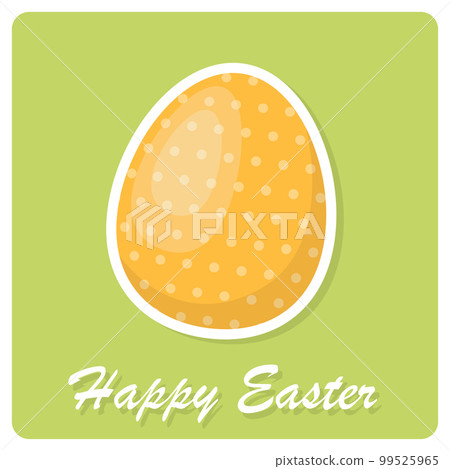 Happy Easter card. Painted yellow Easter egg. Vector illustration 99525965