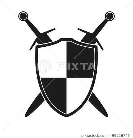 silhouette of crossed swords, Stock image