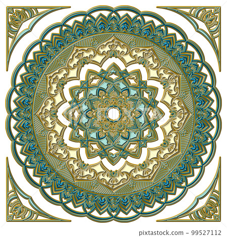 Mandala art (jewelry style, gold, blue, relief) Mandala art (jewelry style, gold, blue, relief) 99527112