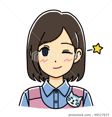 一位善良的保育員眨眼的插圖（崩潰） 99527657