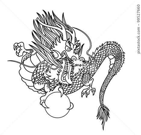 龍，球，線描 99527660