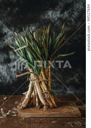 bunch of raw calcots, sweet onions typical of Catalonia 99527684