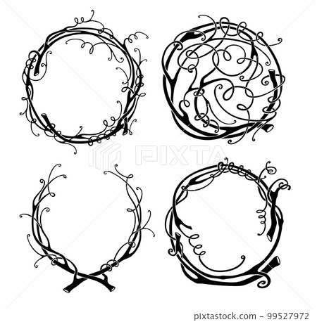 Set of circular floral ornaments wreath nest 99527972
