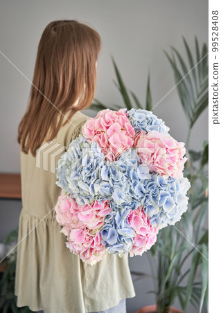 blue and pink hydrangea. European floral shop concept. Handsome fresh bunch. Education, master class and floristry courses. Flowers delivery. blue and pink hydrangea. European floral shop concept. Handsome fresh bunch. Education, master class and floristry courses. Flowers delivery. 99528408