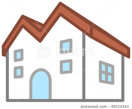 Three-dimensional illustration of a building and a house 99529263