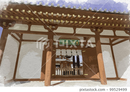 水彩風格的藥師寺 Genjo Sanzo-in Garan Reimon 奈良縣奈良市 99529499
