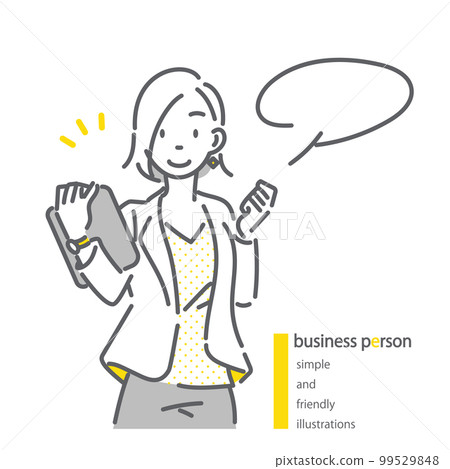 積極的女商人簡單時尚的線條畫插圖 99529848