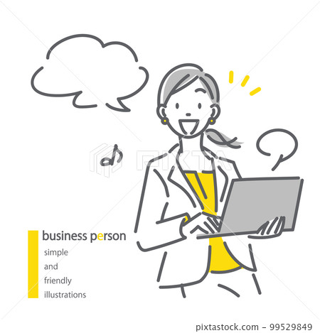 Positive business woman Simple and stylish line drawing illustration Positive business woman Simple and stylish line drawing illustration 99529849