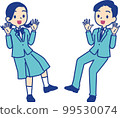 Illustration set where male and female students are surprised and pleased 99530074