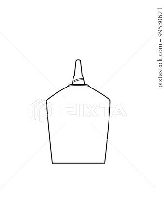 Illustration of eye drops in a simple white container with the cap removed 99530621