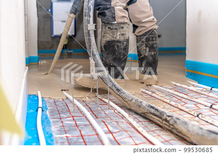 covering the floor heating with anhydride and concrete 99530685