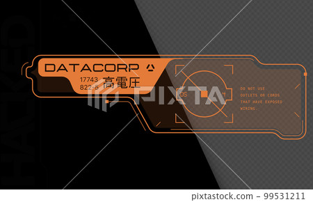 Cyberpunk decal. Vector sticker, label in futuristic style. Inscriptions and symbols, Japanese hieroglyphs for attention, high voltage. Cyberpunk decal. Vector sticker, label in futuristic style. Inscriptions and symbols, Japanese hieroglyphs for attention, high voltage. 99531211