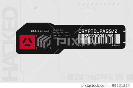 Cyberpunk decal. Vector sticker, label in futuristic style. Sci fi signs, inscriptions and symbols. 99531234