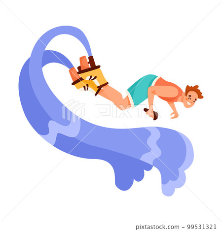 Man Character Flyboard Doing Water Sport Activity Vector Illustration 99531321