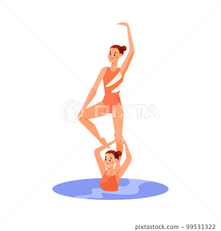 Woman Character Doing Water Sport Activity with Acrobatics Vector Illustration Woman Character Doing Water Sport Activity with Acrobatics Vector Illustration 99531322