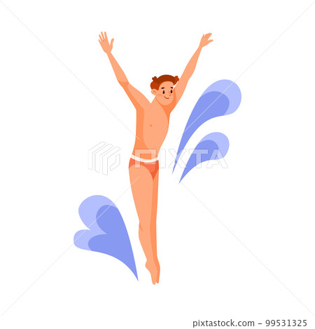Man Character Jumping for Diving Doing Water Sport Activity Vector Illustration 99531325