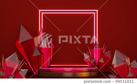 Red stage podium decoration suitable for products.3D rendering 99531831