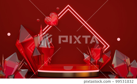 Red stage podium decoration suitable for products.3D rendering 99531832
