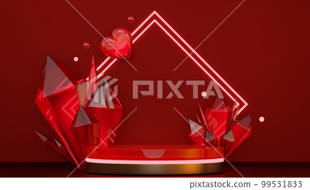Red stage podium decoration suitable for products.3D rendering 99531833