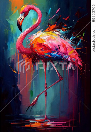 Colorful flamingo oil painting Colorful flamingo oil painting 99533706
