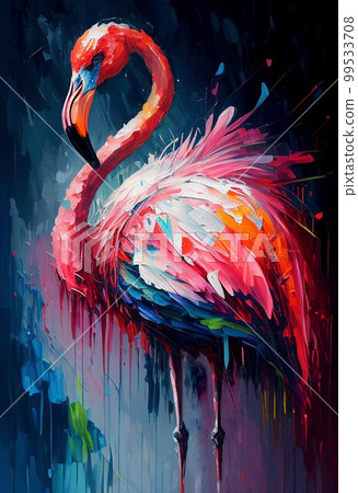 七彩火烈鳥油畫 七彩火烈鳥油畫 99533708