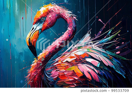 七彩火烈鳥油畫 七彩火烈鳥油畫 99533709