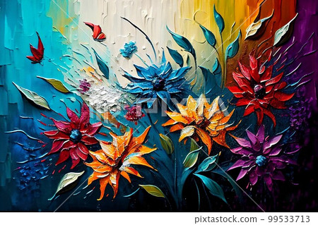 Colorful flower oil painting Colorful flower oil painting 99533713