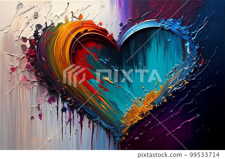 colorful heart oil painting 99533714