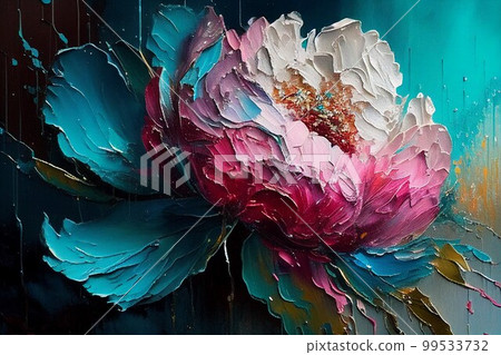 七彩牡丹油畫 99533732