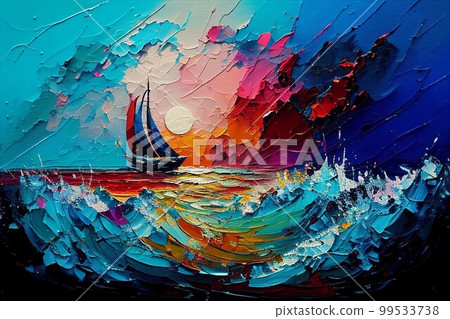 海船太陽油畫 99533738