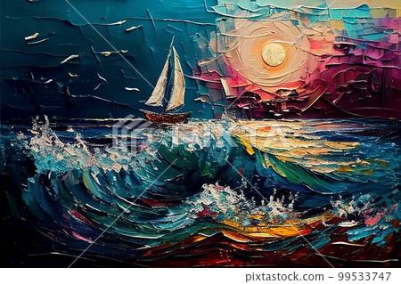 海船太陽油畫 99533747