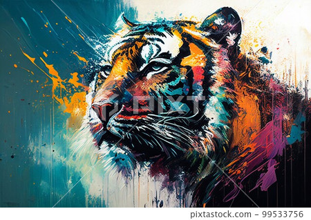 Colorful tiger oil painting 99533756