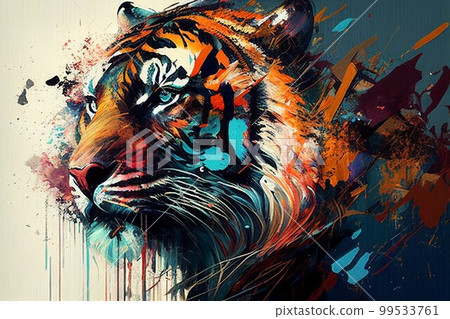 Colorful tiger oil painting Colorful tiger oil painting 99533761