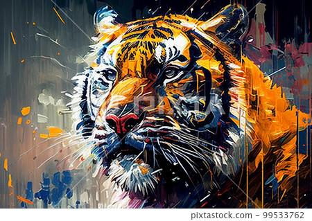 Colorful tiger oil painting 99533762